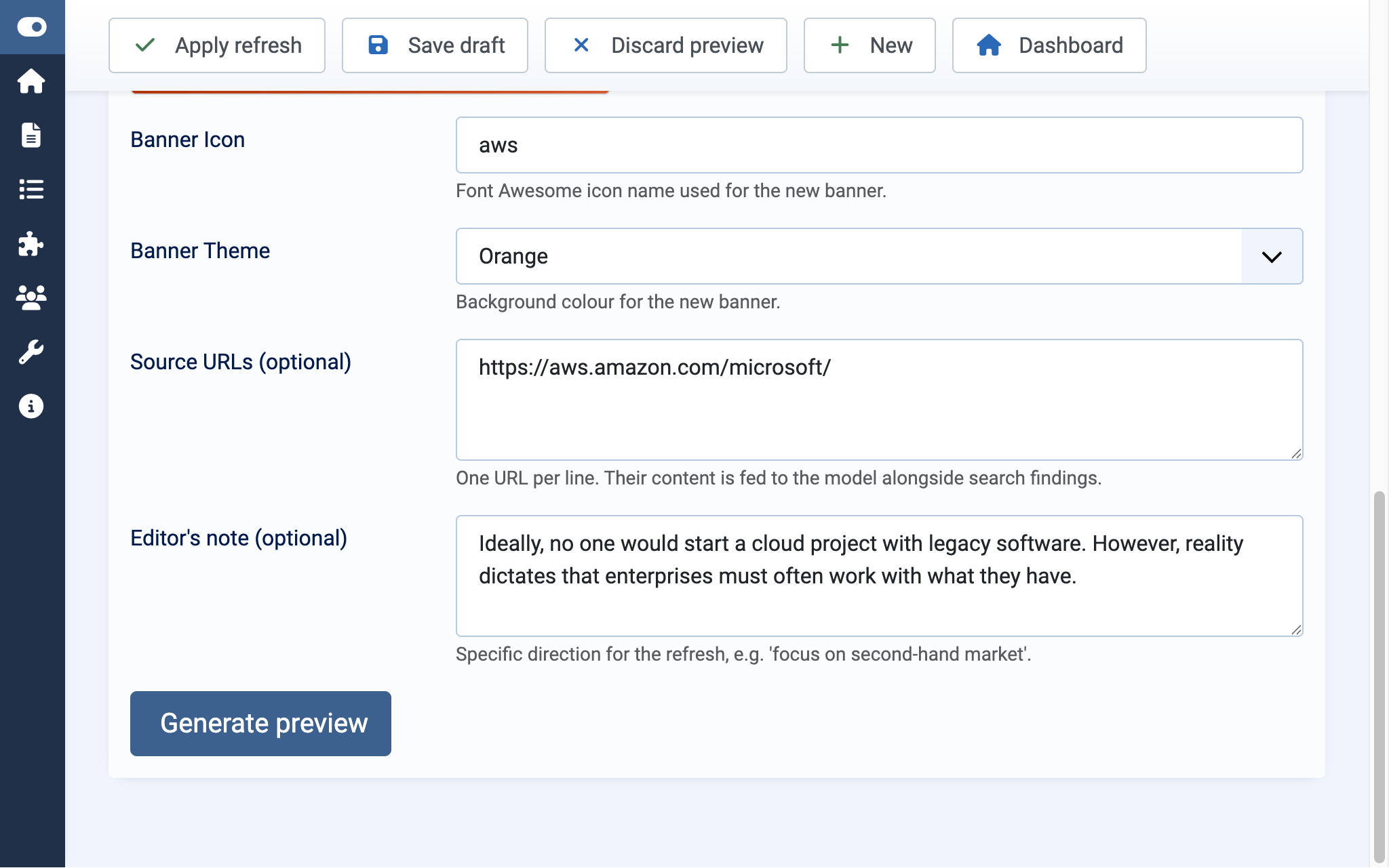 Article Generator - Generate the preview