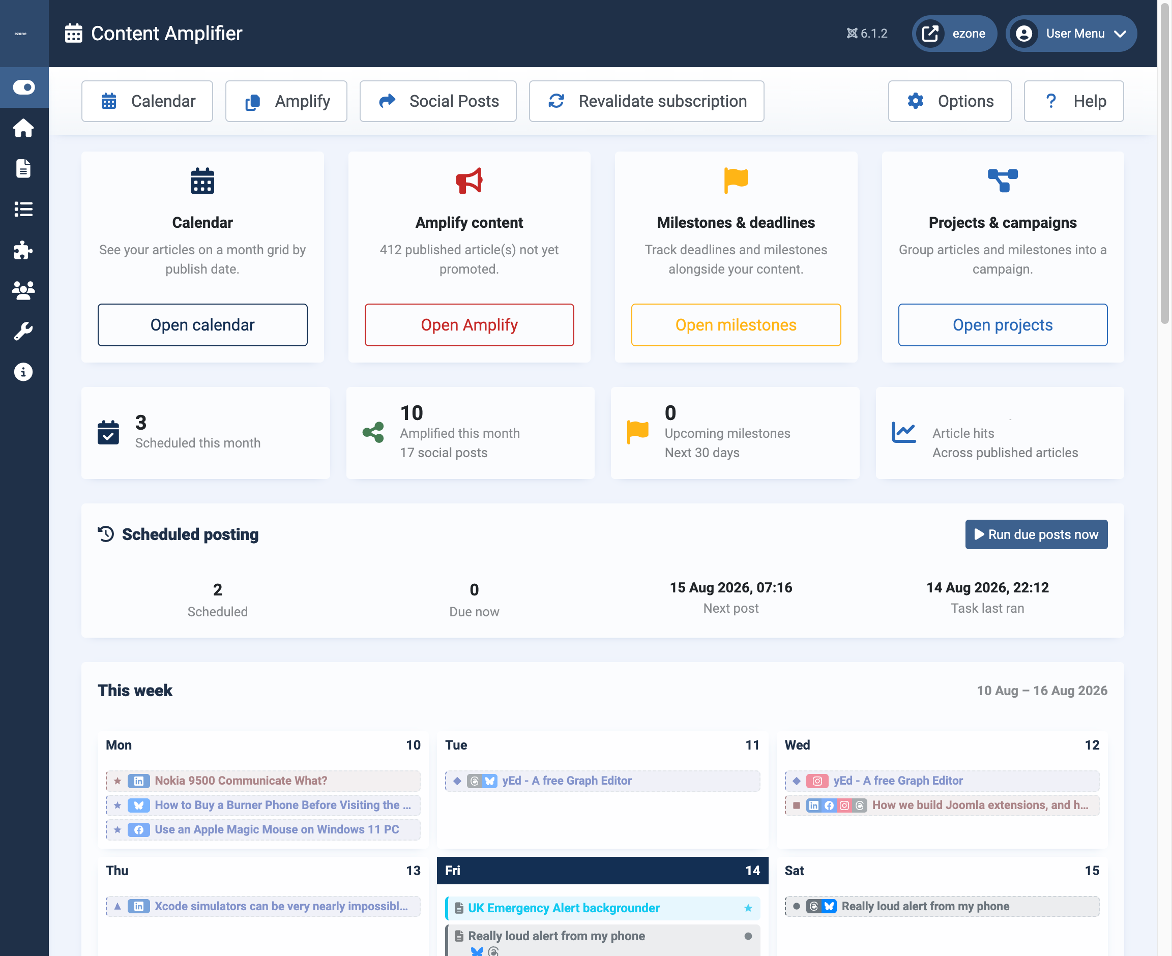 Content Amplifier - Dashboard